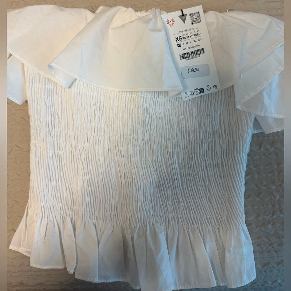 Zara White Ruffled Tube Top